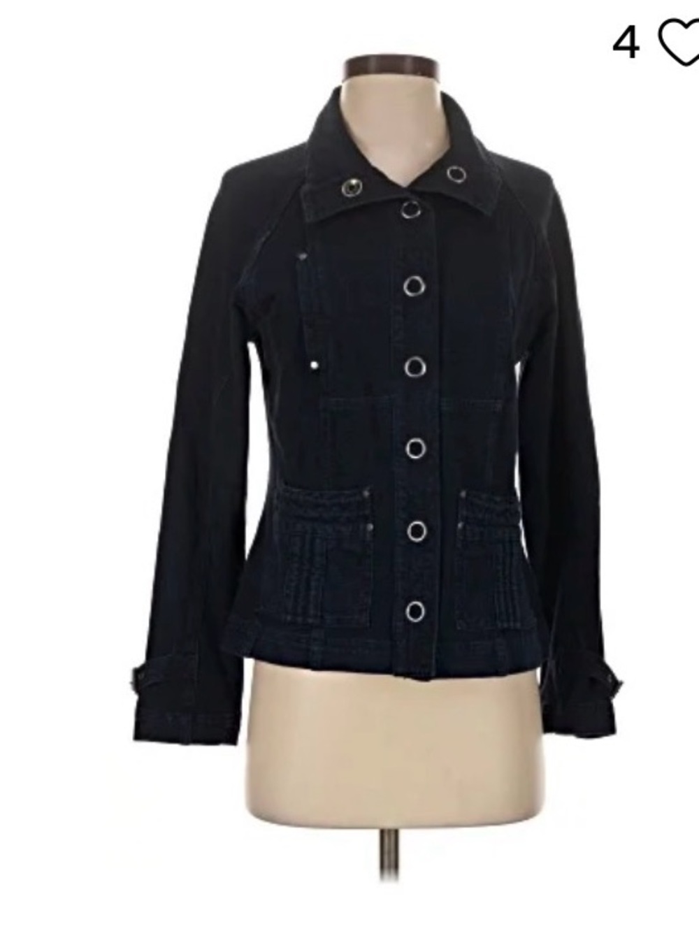 Coldwater Creek Stretch Denim Look Snap Button-Front Jean Jacket